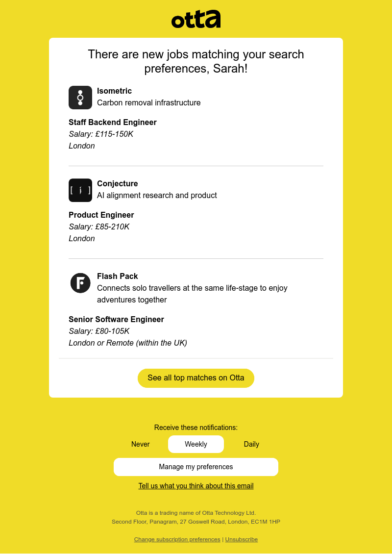 Otta - New match: Staff Backend Engineer at Isometric