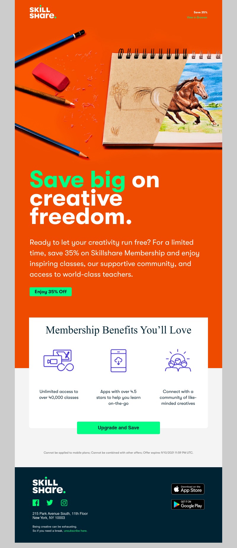 Skillshare - Sarah, you're creative. Indulge with 35% off.