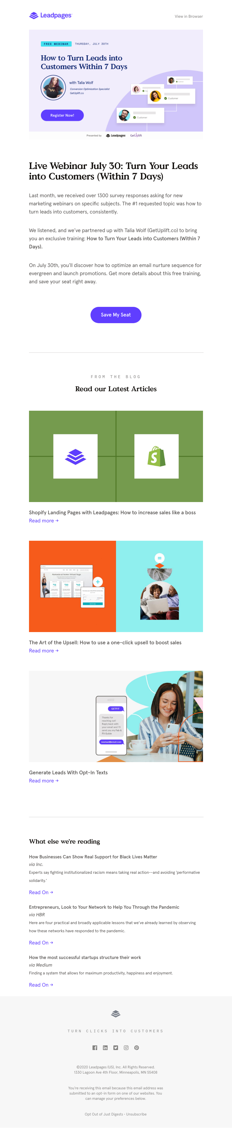 Leadpages - Turn Your Leads into Customers (Within 7 Days)