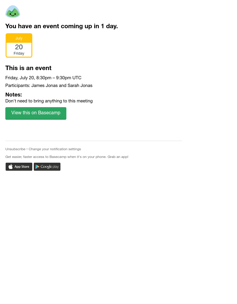 Basecamp - (Marketing) This is an event