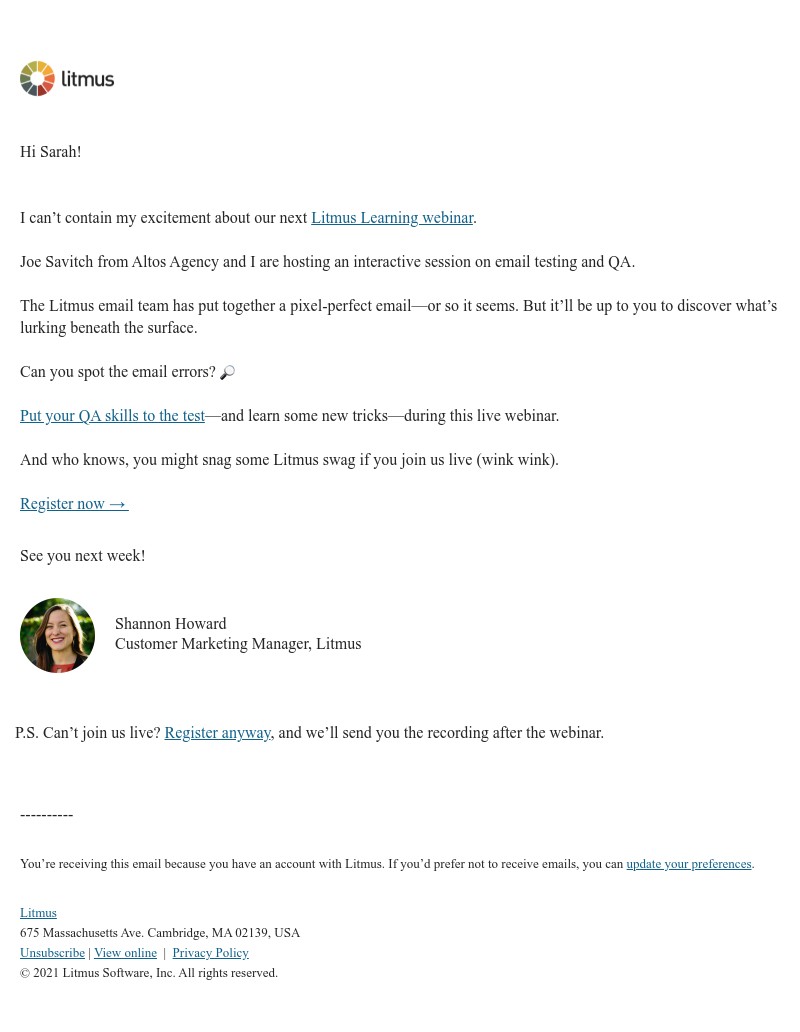 Litmus - Can you spot the mistakes in this email?