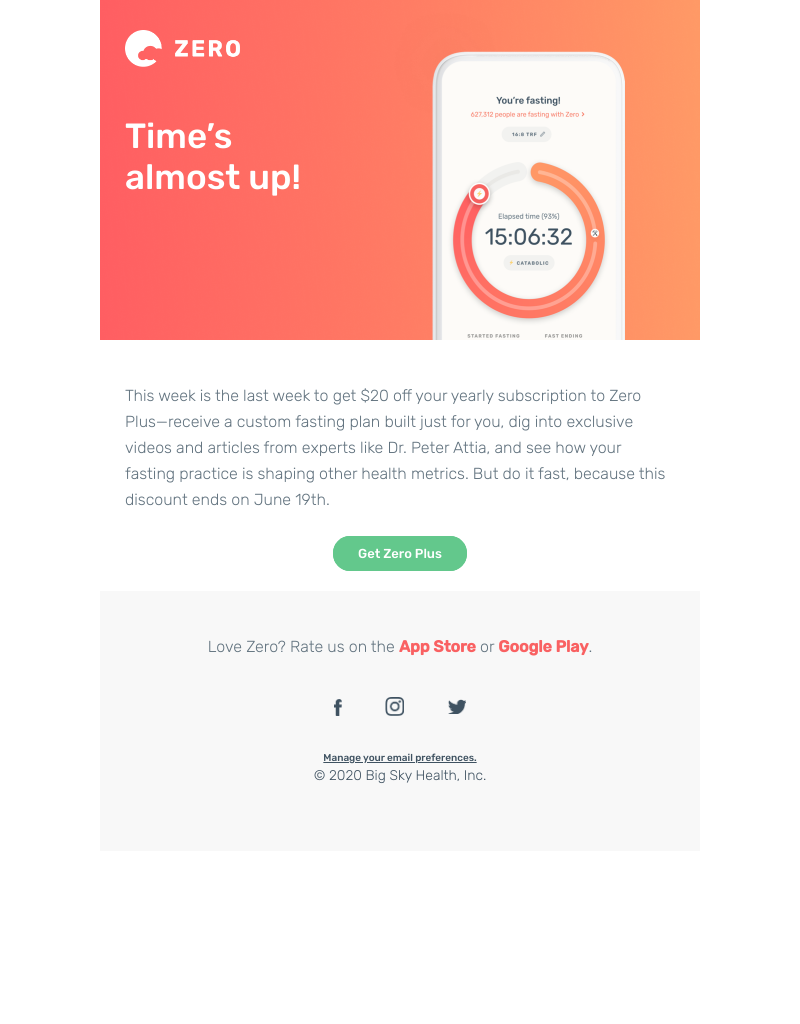 Zero - Last chance to claim your Zero Plus offer.