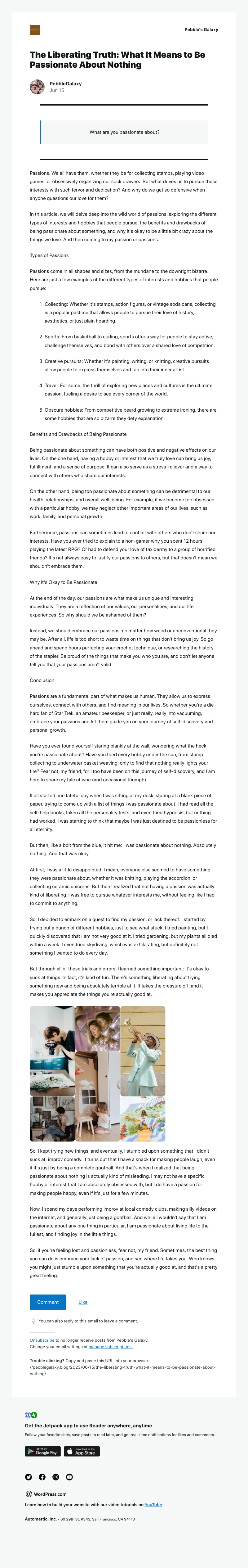 WordPress - [New post] The Liberating Truth: What It Means to Be Passionate About Nothing