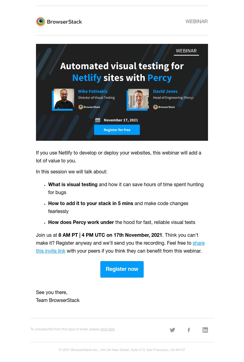  - Webinar: Automated visual testing for Netlify sites with Percy