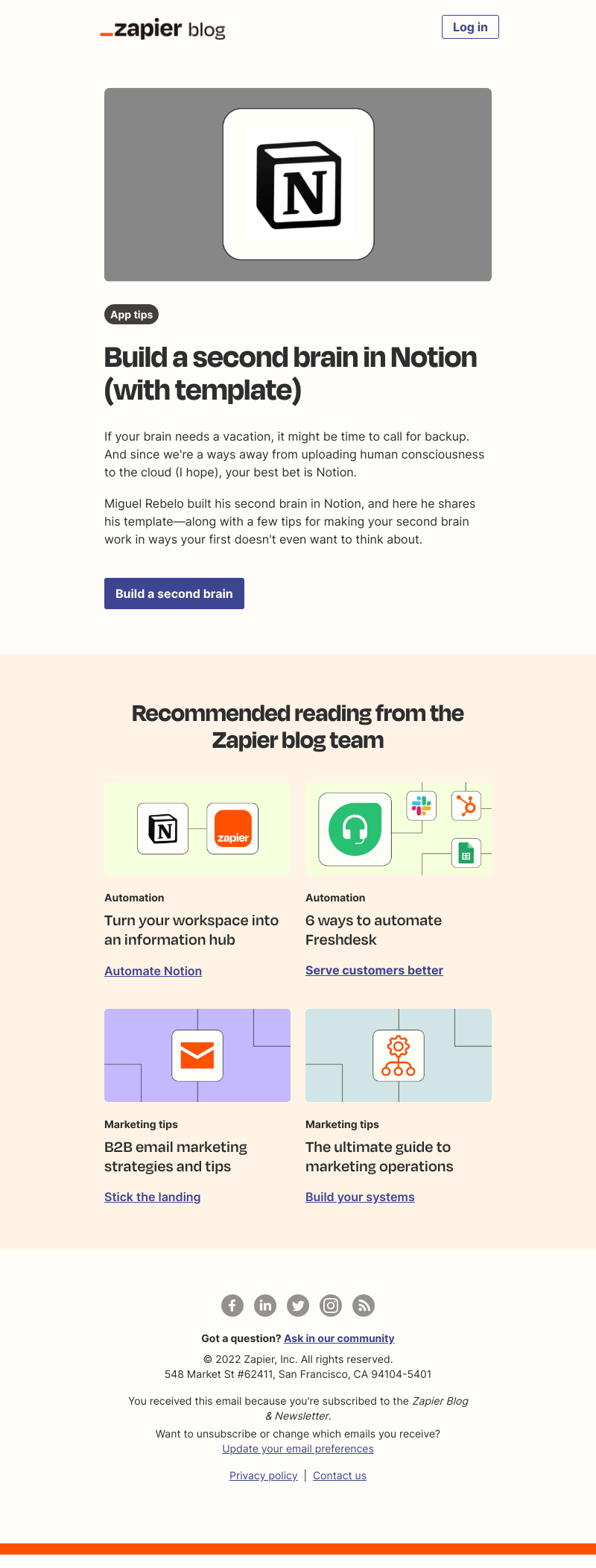 Zapier - Build a second brain