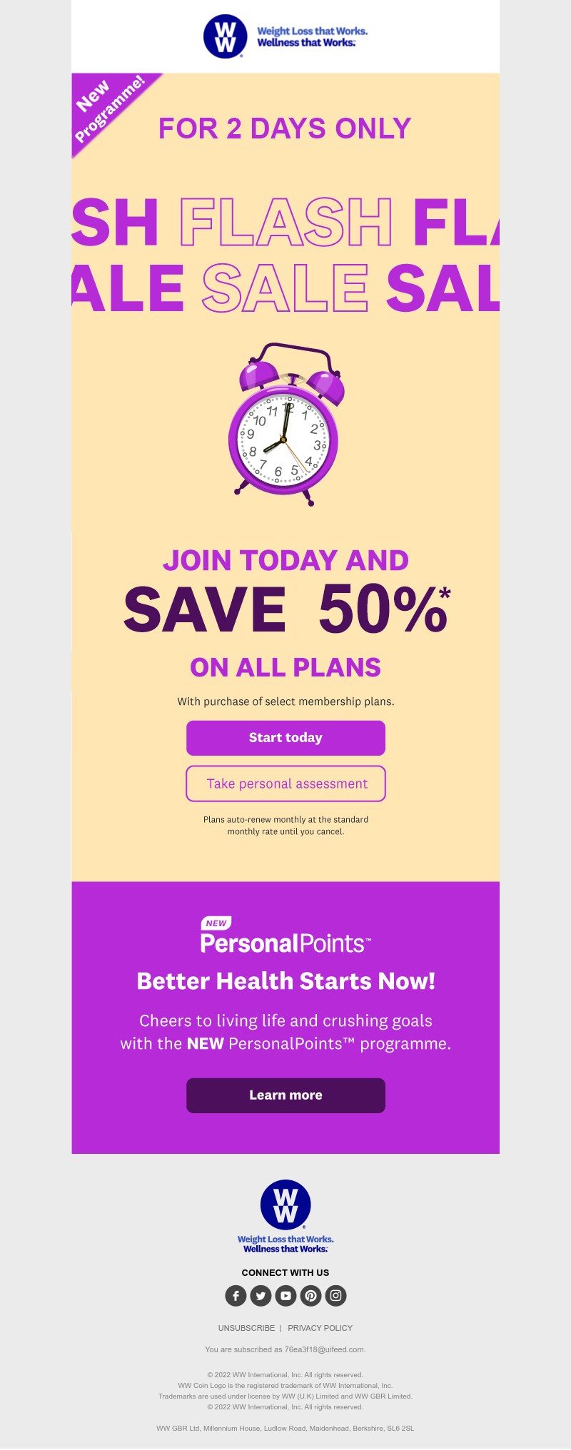 WW (Weight Watchers) - 48 HOURS: 50% off all plans!