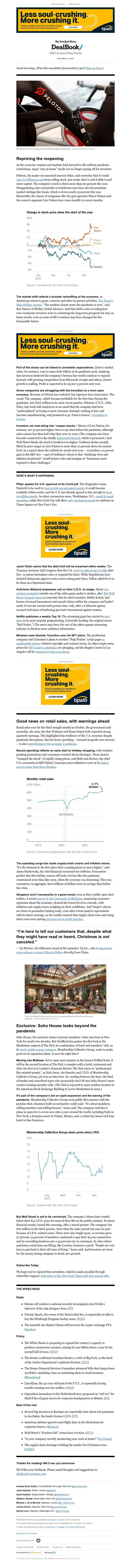 The New York Times - DealBook: Pandemic stocks are passé