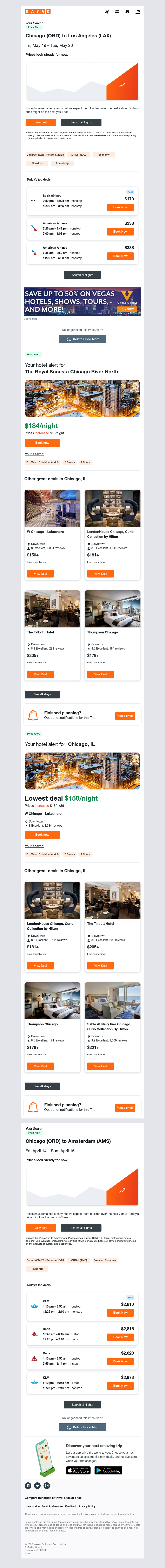 Kayak - Price Alert: Airfare holding steady for your Chicago to Los Angeles flight