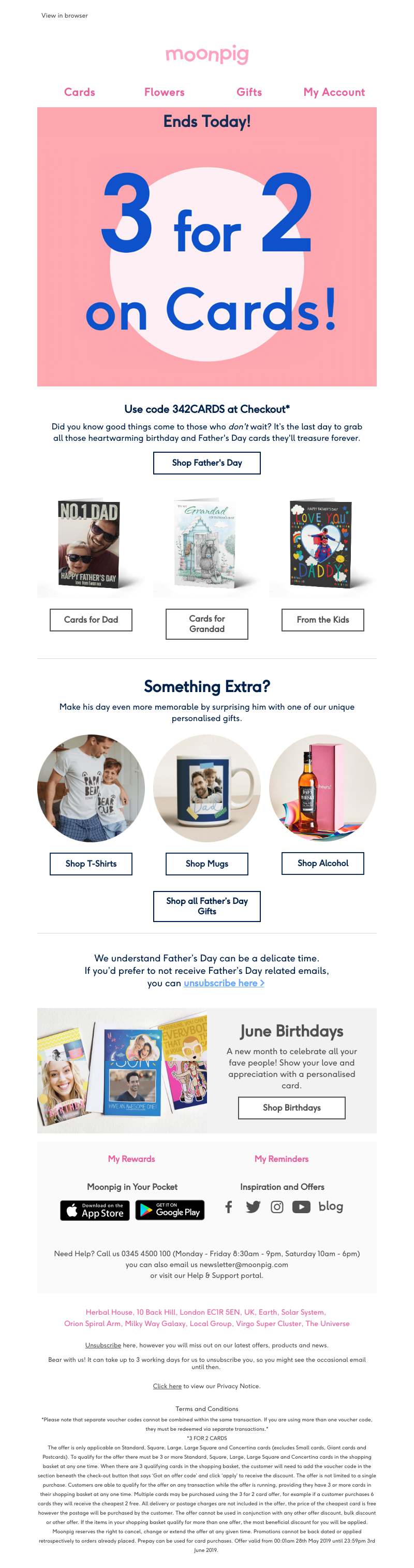 Moonpig - 3 for 2 on cards ends TODAY!