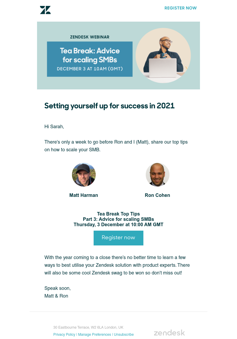 Zendesk - Learn how to scale your SMB with the Tea Break series