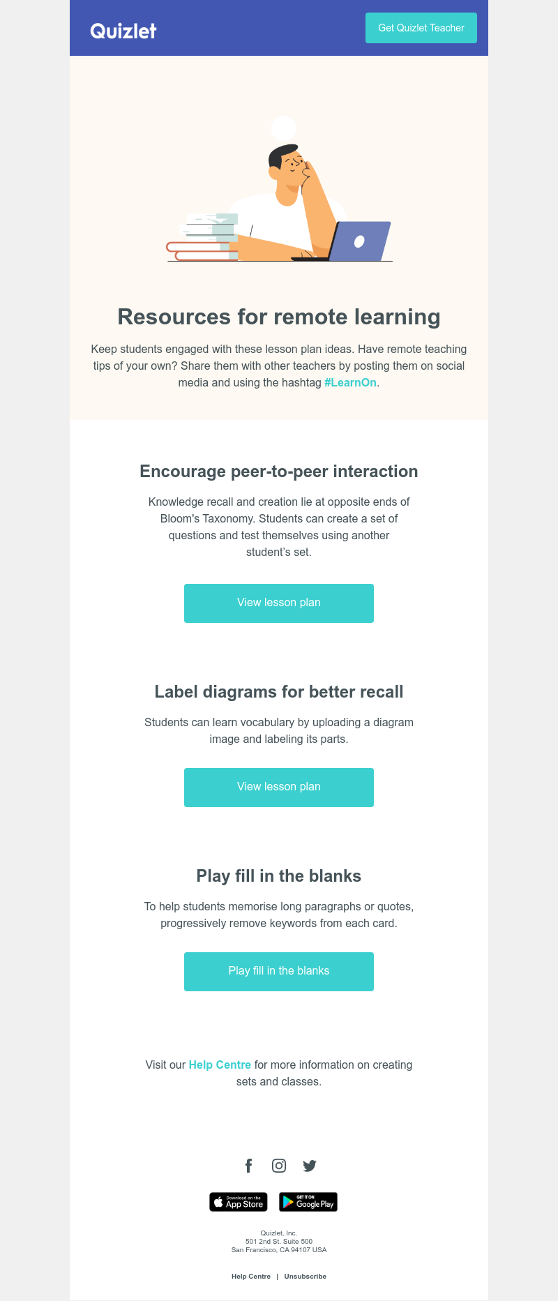 Quizlet - Remote teaching resources and lesson plan ideas