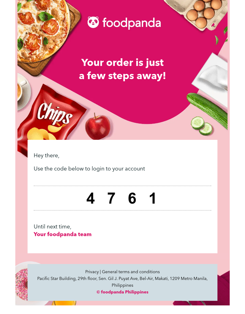  - 4761 -                                     Ready to access your foodpanda account?