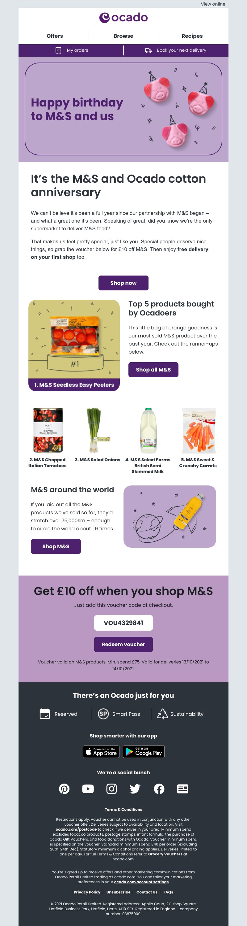  - Use this voucher for £10 off M&S