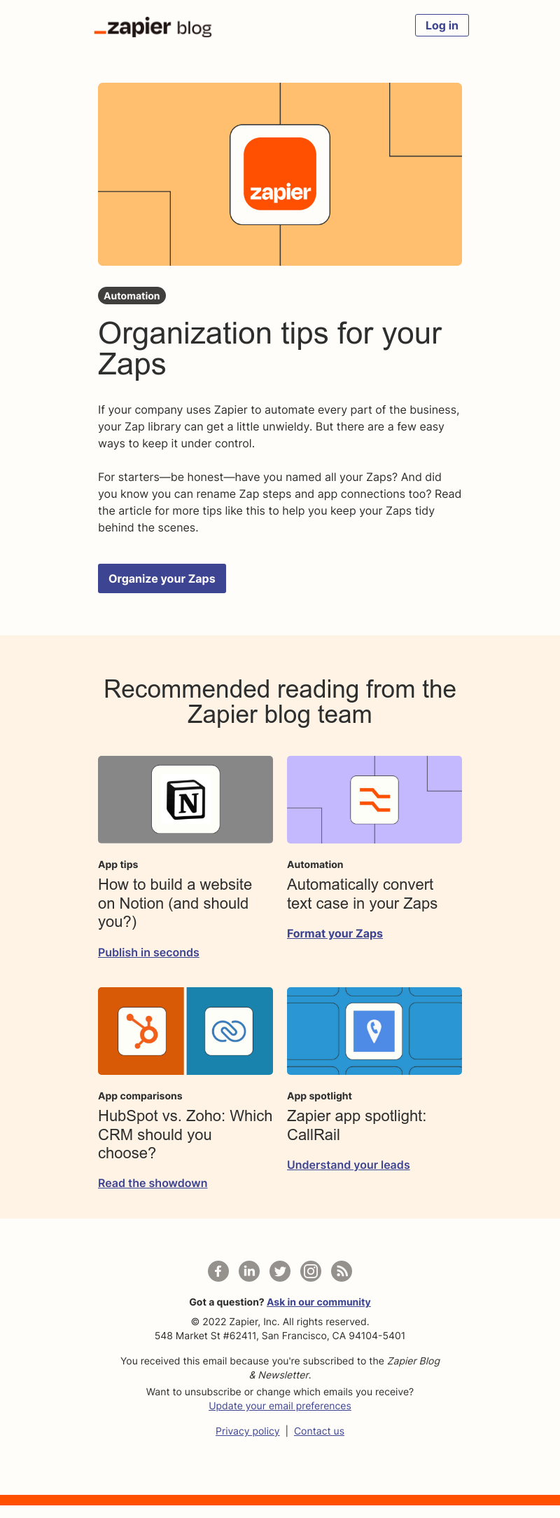 Zapier - Organize your Zaps