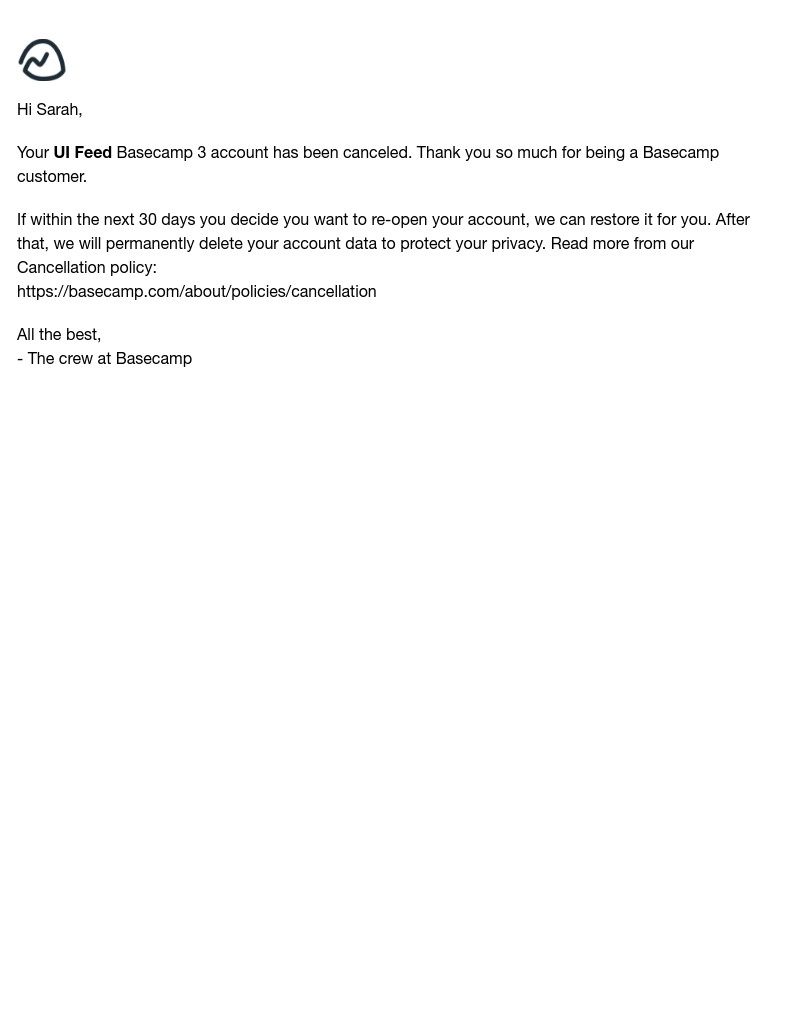 Basecamp - Your Basecamp 3 trial has been canceled