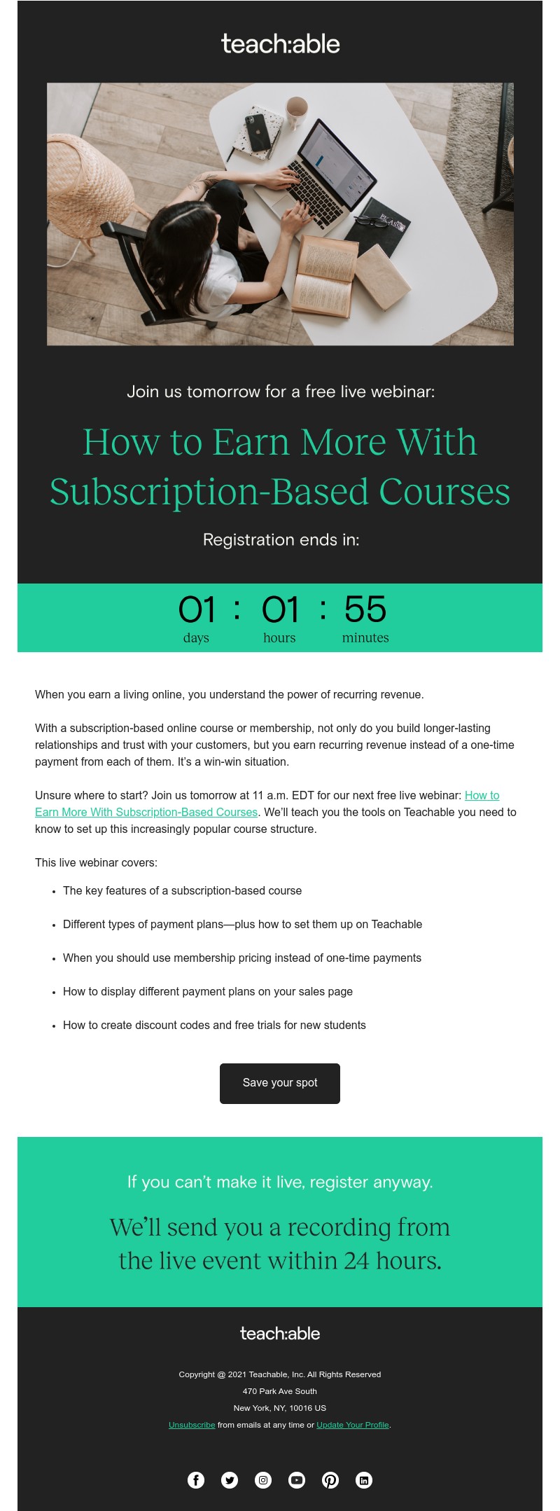 Teachable - [TOMORROW] How to Earn More With Subscription-Based Courses