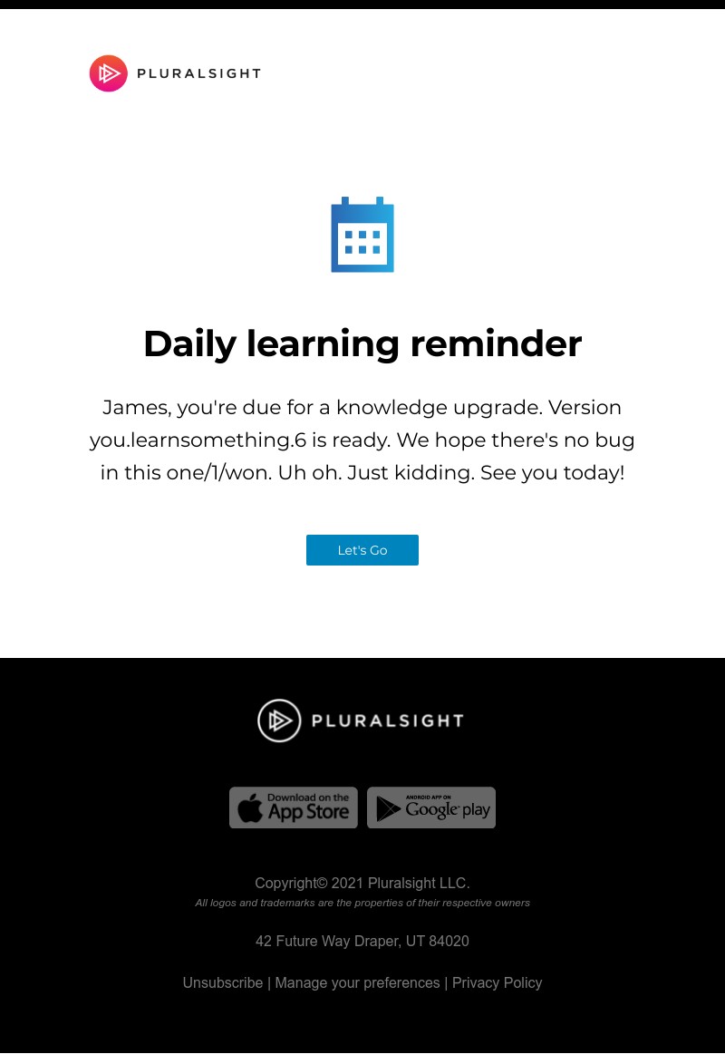 Pluralsight - Your friendly Pluralsight learning reminder