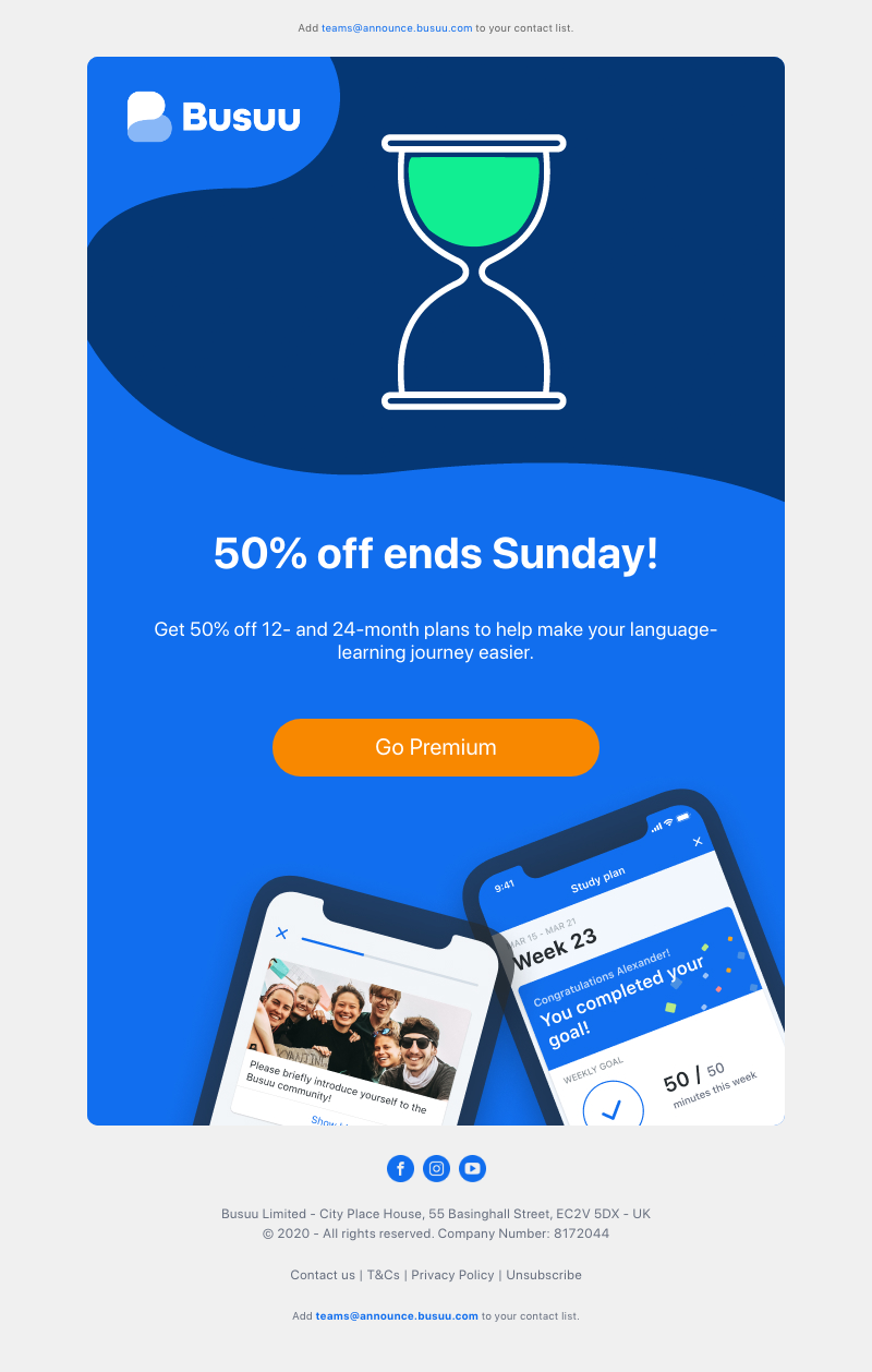Busuu - Here’s 50% off Premium Plus 💪 Now you have no excuse 😜     