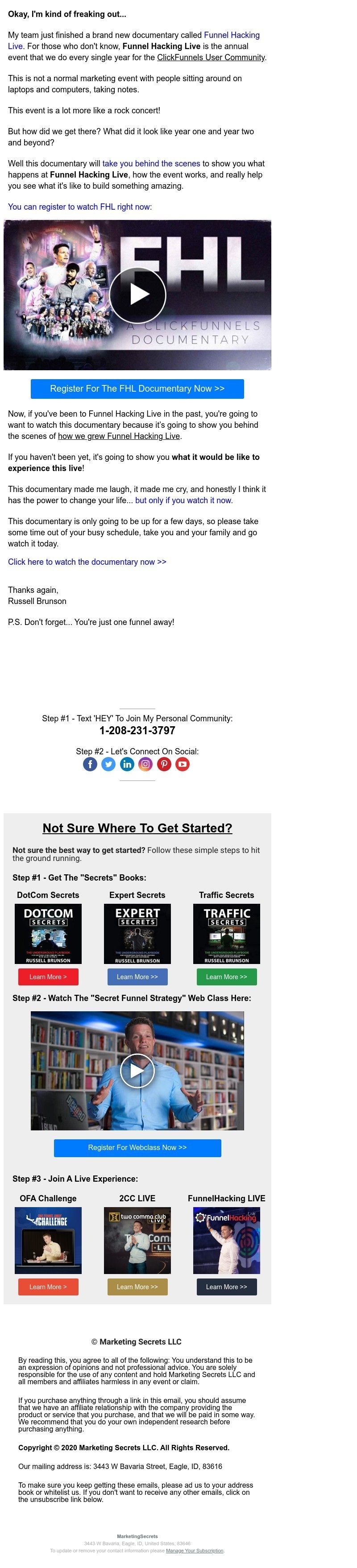 ClickFunnels - NEW Documentary: "Funnel Hacking LIVE"
