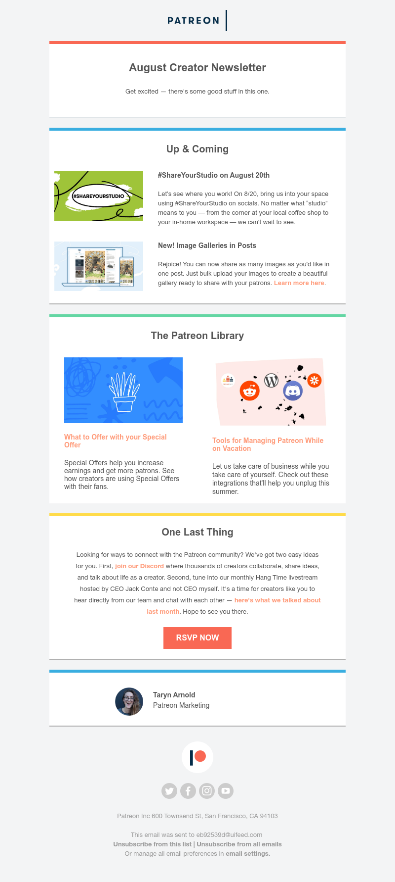 Patreon - Your August creator newsletter is here 💌