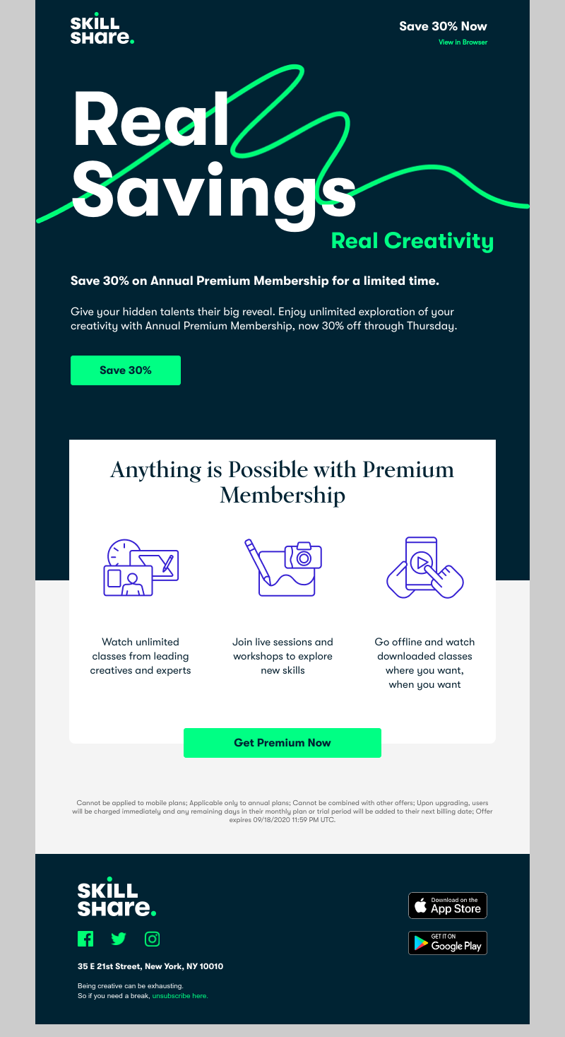 Skillshare - Surprise: Save 30% on Premium Membership