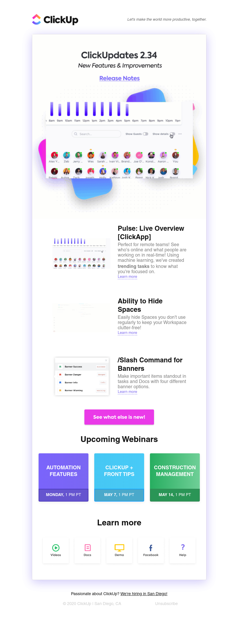 ClickUp - ClickUpdates 2.34 💜 Pulse: Live help for remote teams & more!