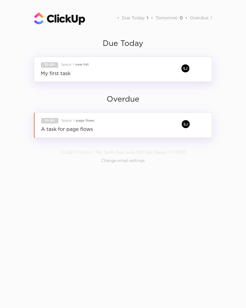 ClickUp - Daily Summary |          Sarahs Workspace