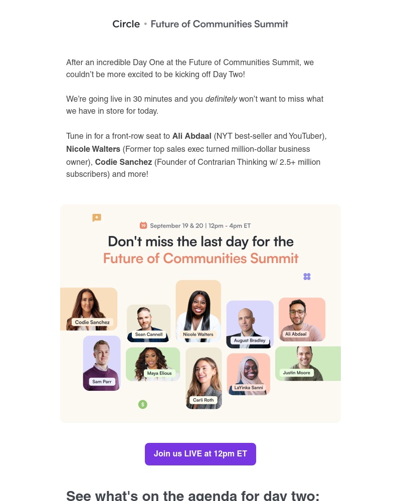 Circle - 🤩 Day Two is kicking SOON!