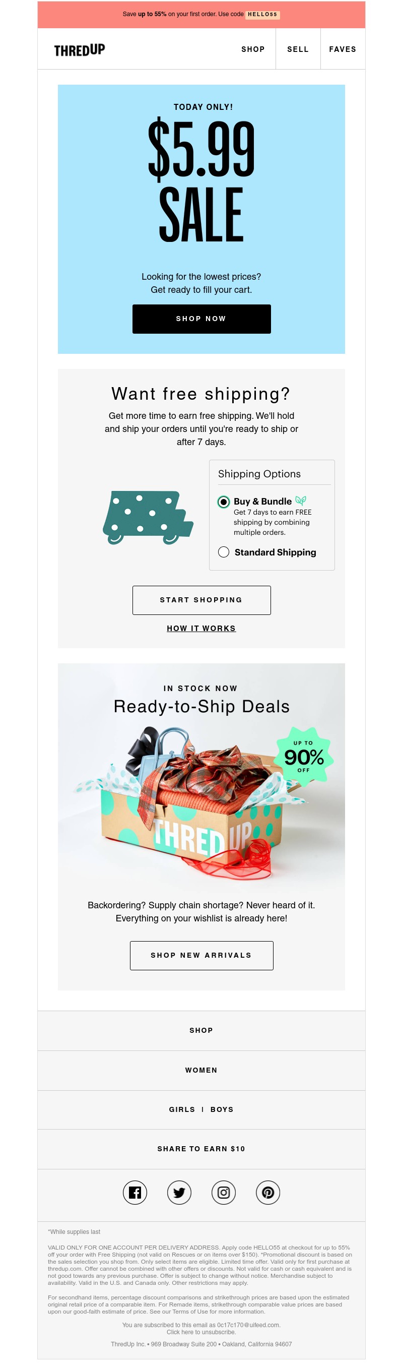 thredUP - Pst, there's a $5.99 sale going on! 😱