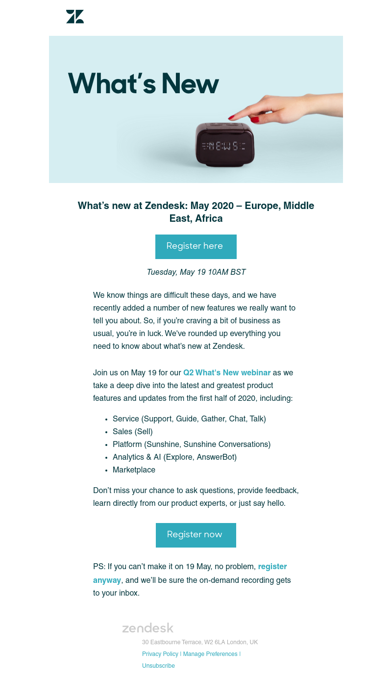 Zendesk - You're invited: What’s New Webinar