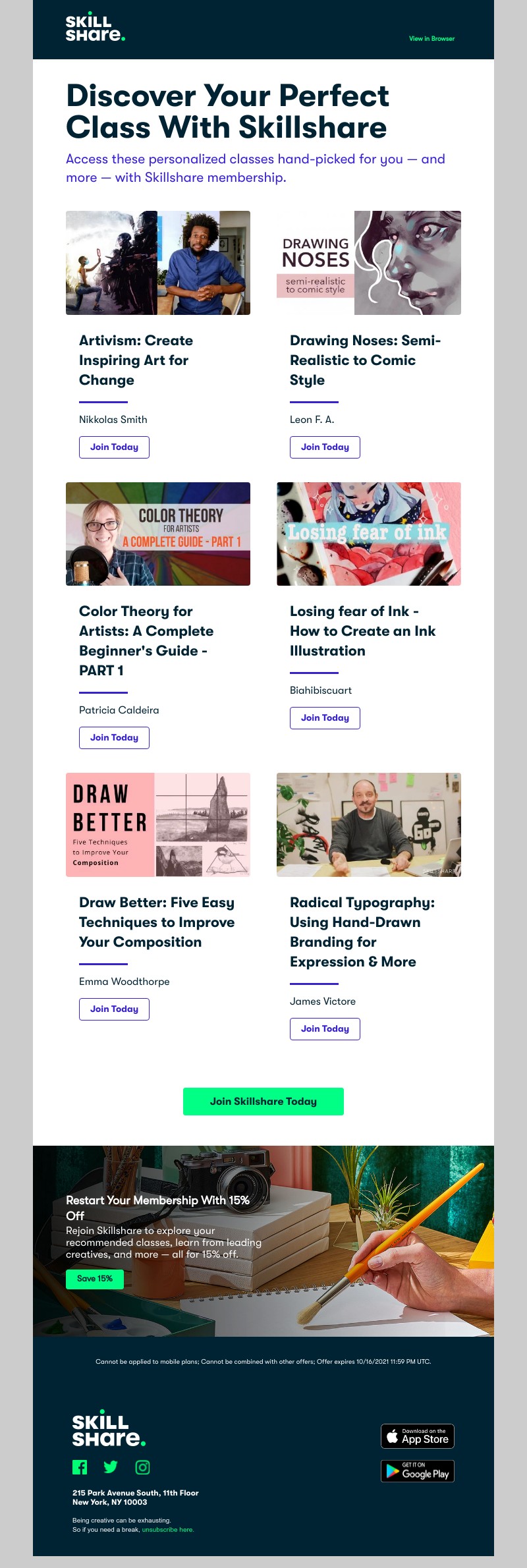 Skillshare - New Class Recommendations for Sarah
