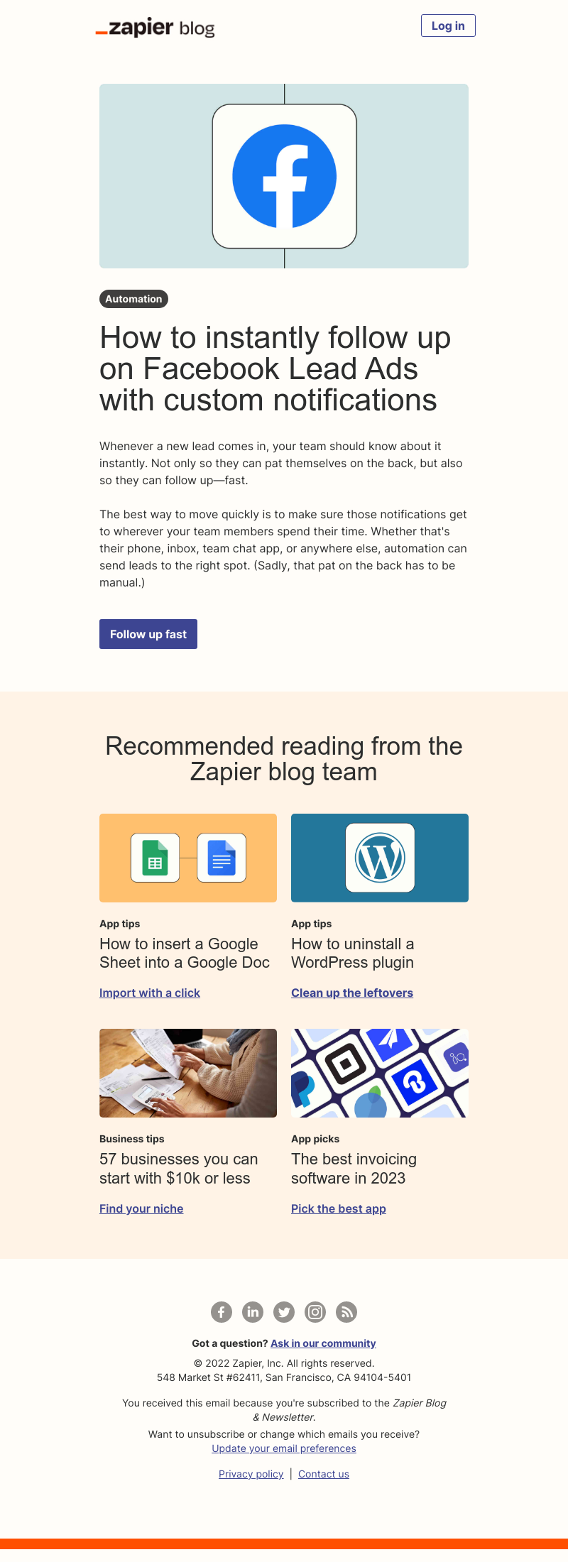 Zapier - Get instant notifications for leads