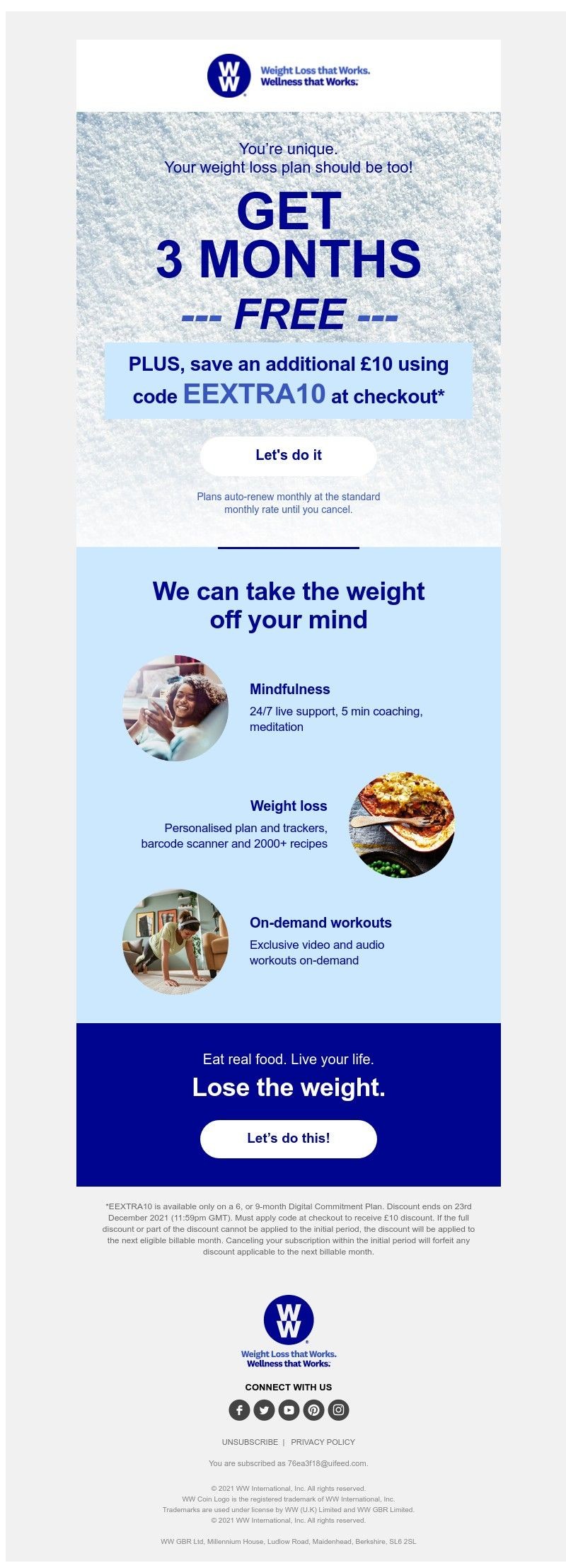 WW (Weight Watchers) - Step into wellness with 3 months free and an EXTRA £ 10 off!