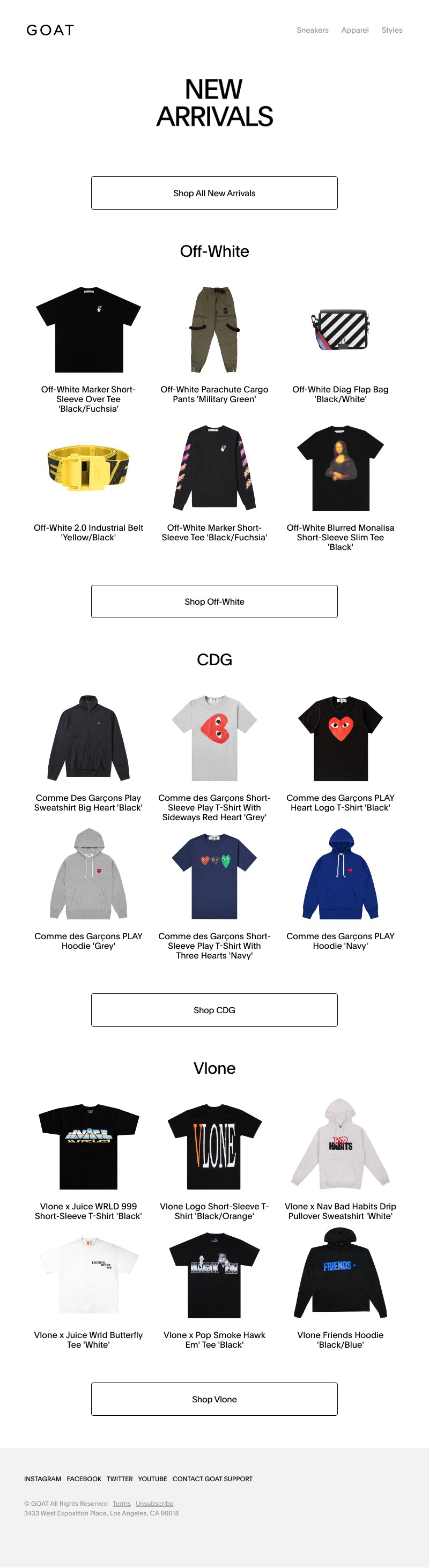 Goat - NEW IN: Off-White, CDG, Vlone and more