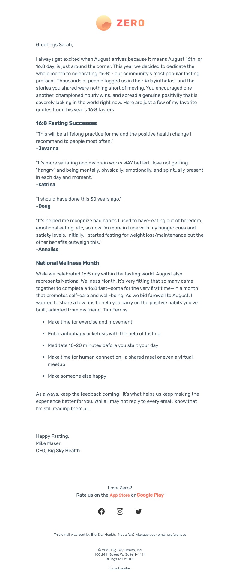 Zero - My favorite lessons learned in 16:8 month