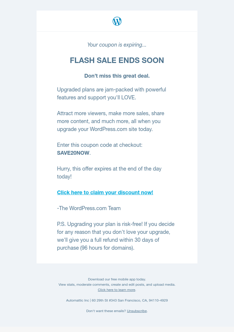 WordPress - Time is running out! Hurry, you can still cash in on today’s flash sale