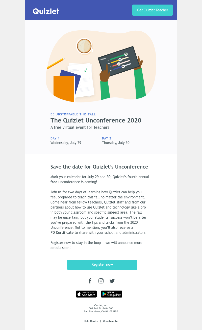 Quizlet - Save the date: 2020 Quizlet Unconference ✅