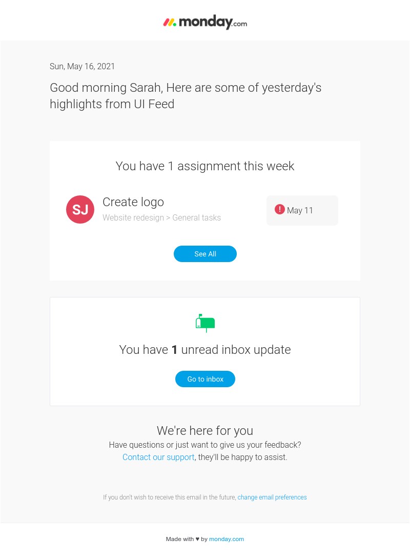 Monday - Your daily highlights