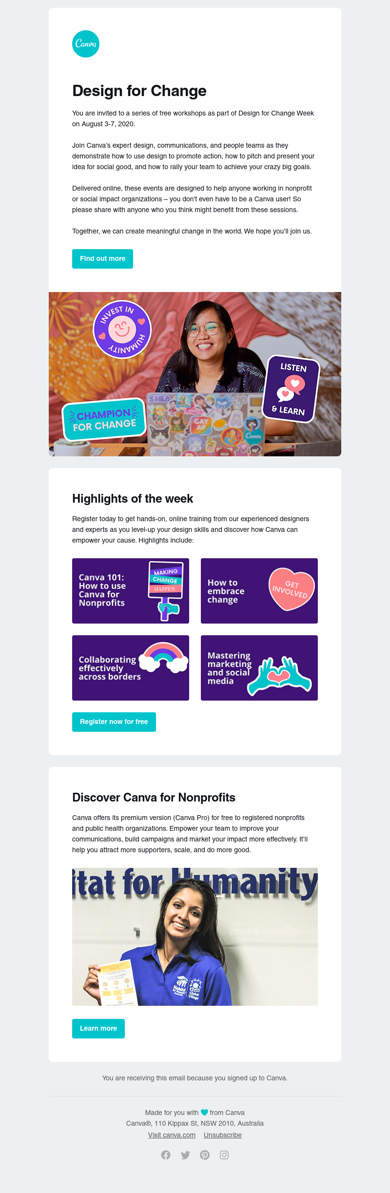 Canva - Sharpen your creative skills with our free Design for Change Week workshops