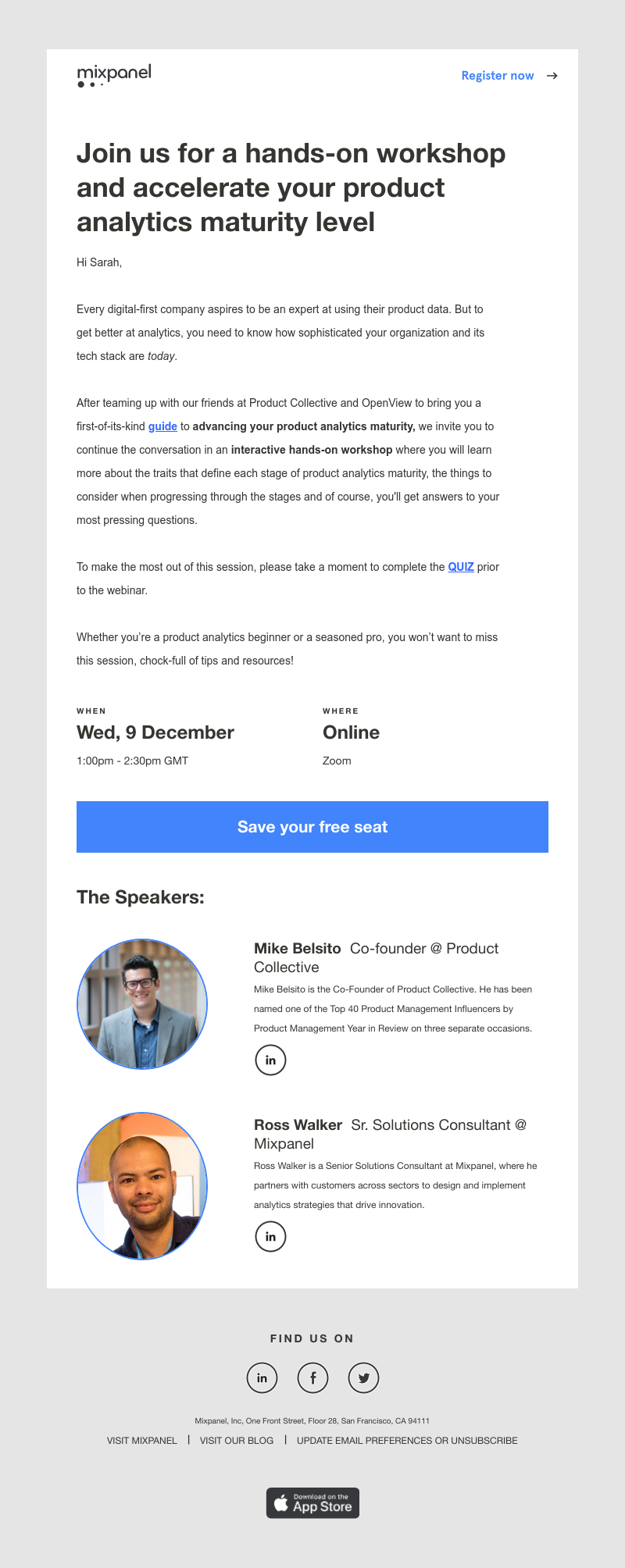 Mixpanel - You’re invited! Accelerate your product analytics maturity hands-on workshop | Wed, Dec 9 @ 1:00 pm GMT