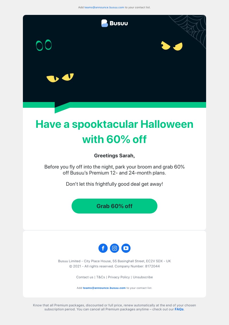 Busuu - 🎃 60% off - our biggest discount ever! 🎃