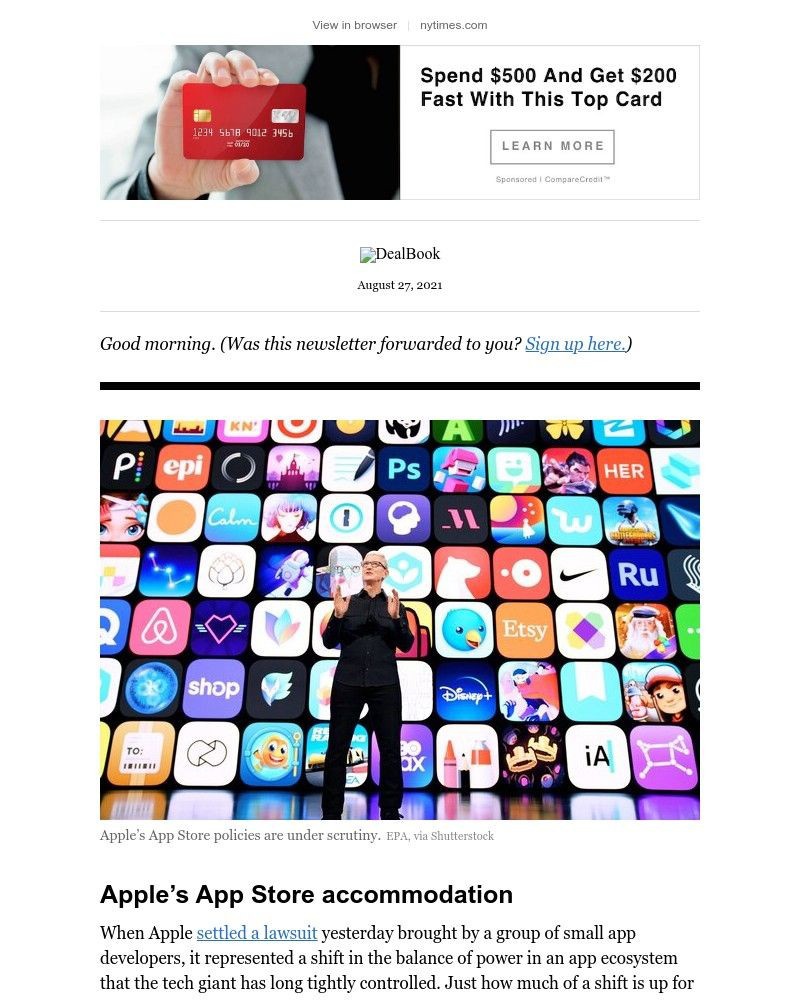 The New York Times - DealBook: Apple settles rather than fights