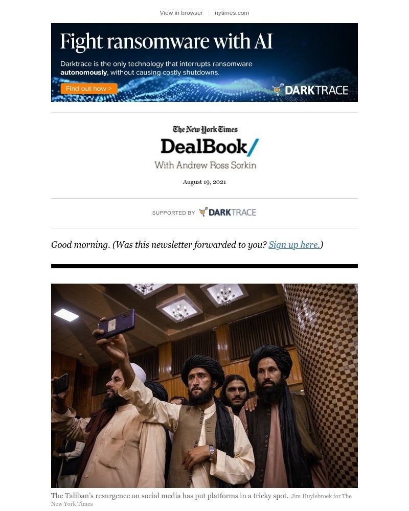 The New York Times - DealBook: Big Tech and the Taliban