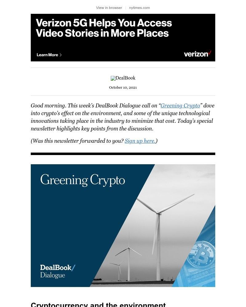 The New York Times - DealBook: Can crypto go green?