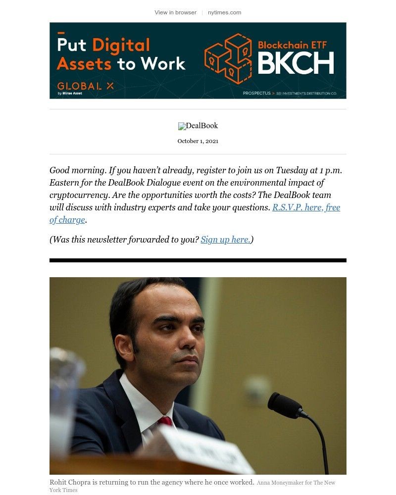 The New York Times - DealBook: Chopra in charge