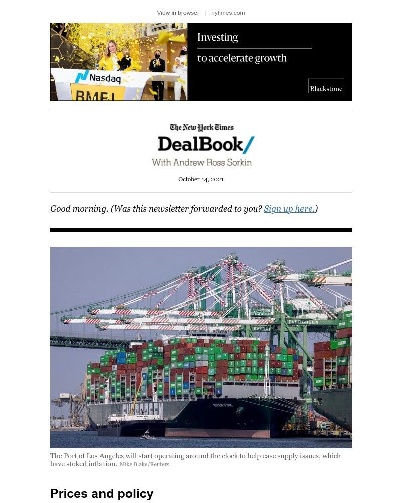 The New York Times - DealBook: Everything is getting more expensive