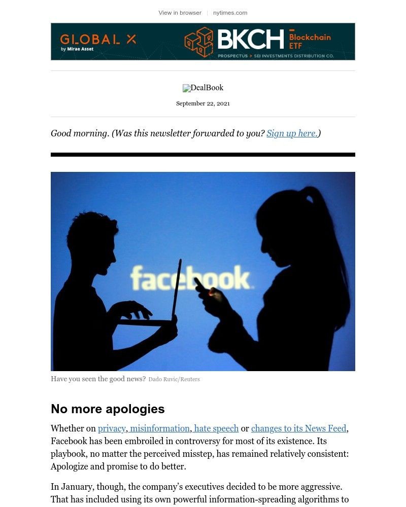 The New York Times - DealBook: Facebook’s good news