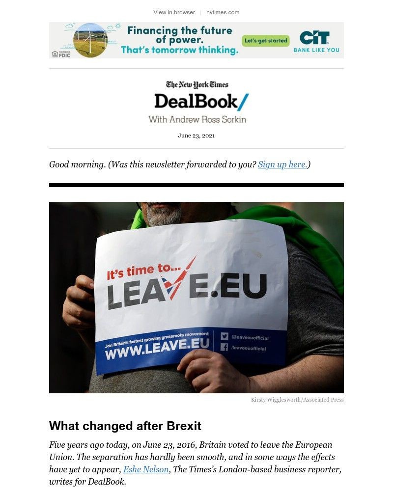 The New York Times - DealBook: Five years of Brexit