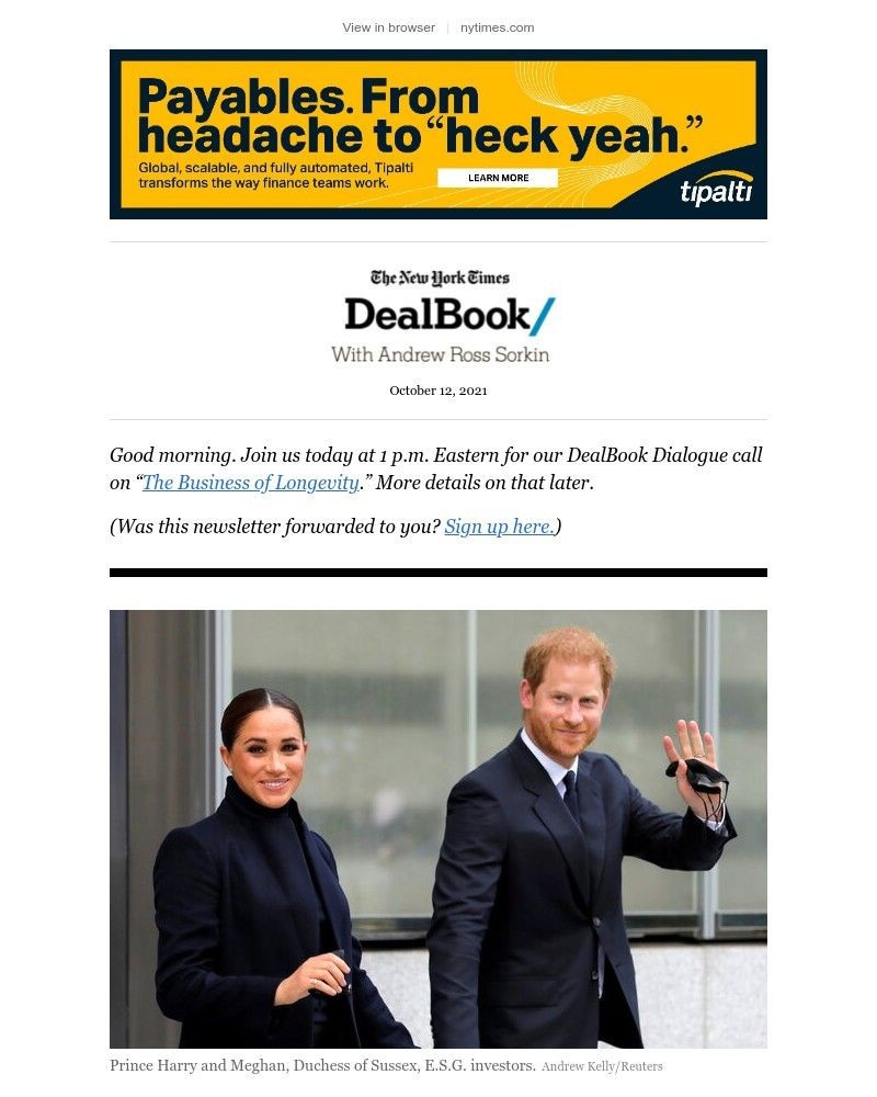 The New York Times - DealBook: Harry and Meghan get into finance