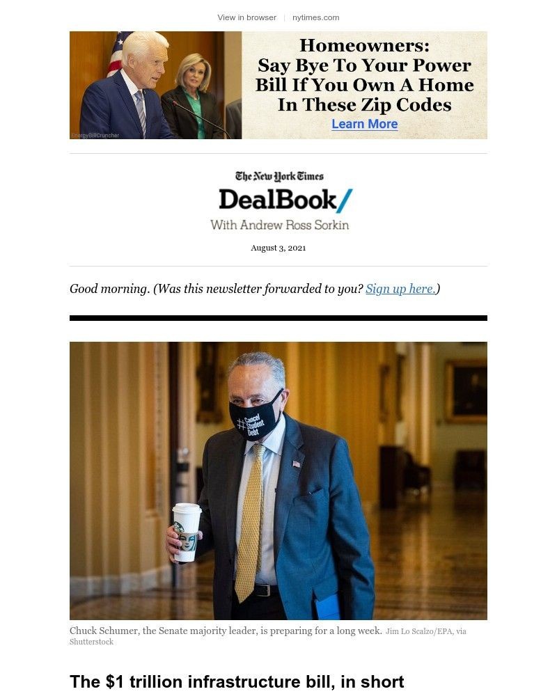 The New York Times - DealBook: Inside the epic infrastructure bill